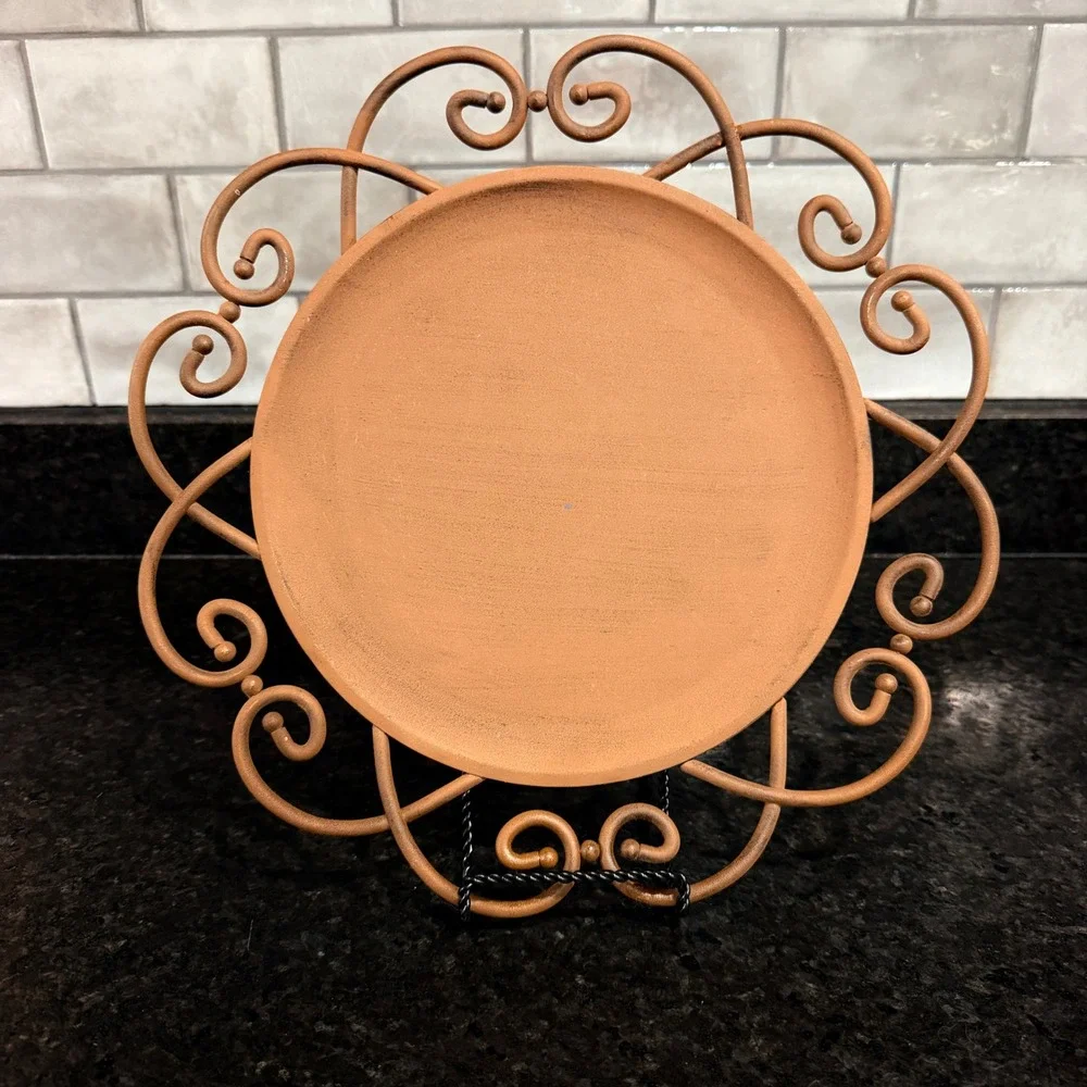 Southern Living at HOME Metal Scrollwork Covington Tray Charger Terracotta Rust